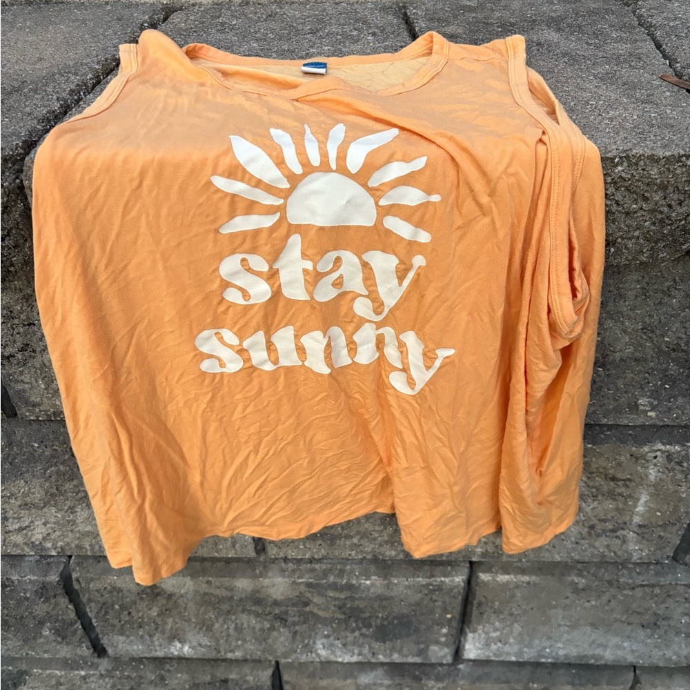 Orange 'Stay Sunny' Tank Top
